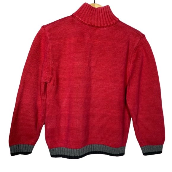 Calvin Klein Jeans Red Gray Striped Quarter-zip Pullover Knit Sweater size 4 - Picture 3 of 10